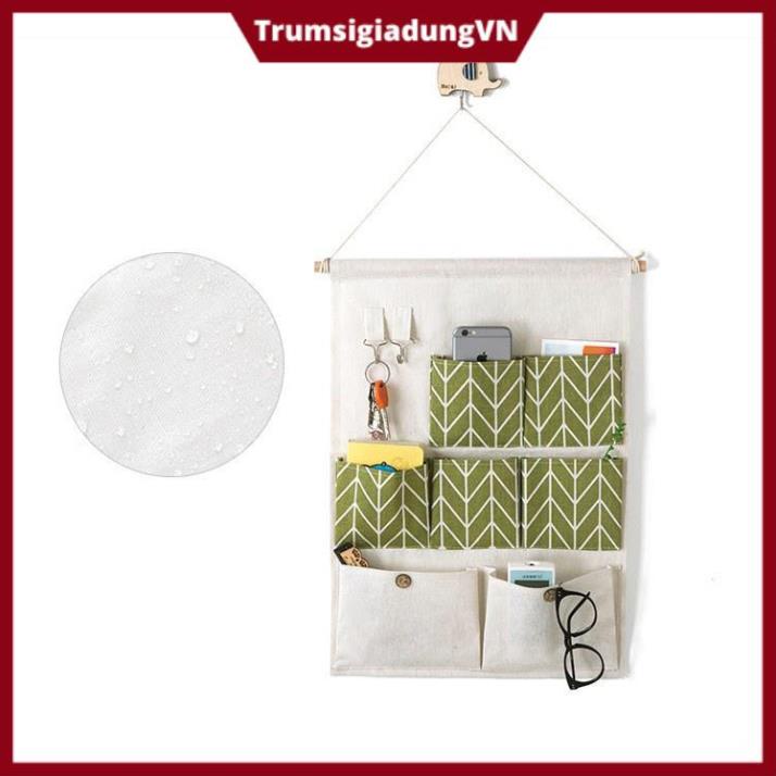 Giỏ vải treo tường đa năng, túi treo tường đựng đồ 7 ngăn tiện dụng MS88089