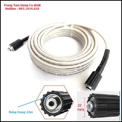 DÂY XỊT RỬA XE CAO ÁP, dây rửa xe ren 22mm dùng cho máy rửa xe gia đình, máy rửa xe mini