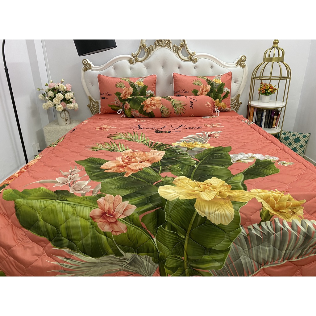 Bộ Drap mền + áo gối  thun Ý 5D Cao Cấp , mát lạnh, thấm hút tốt.