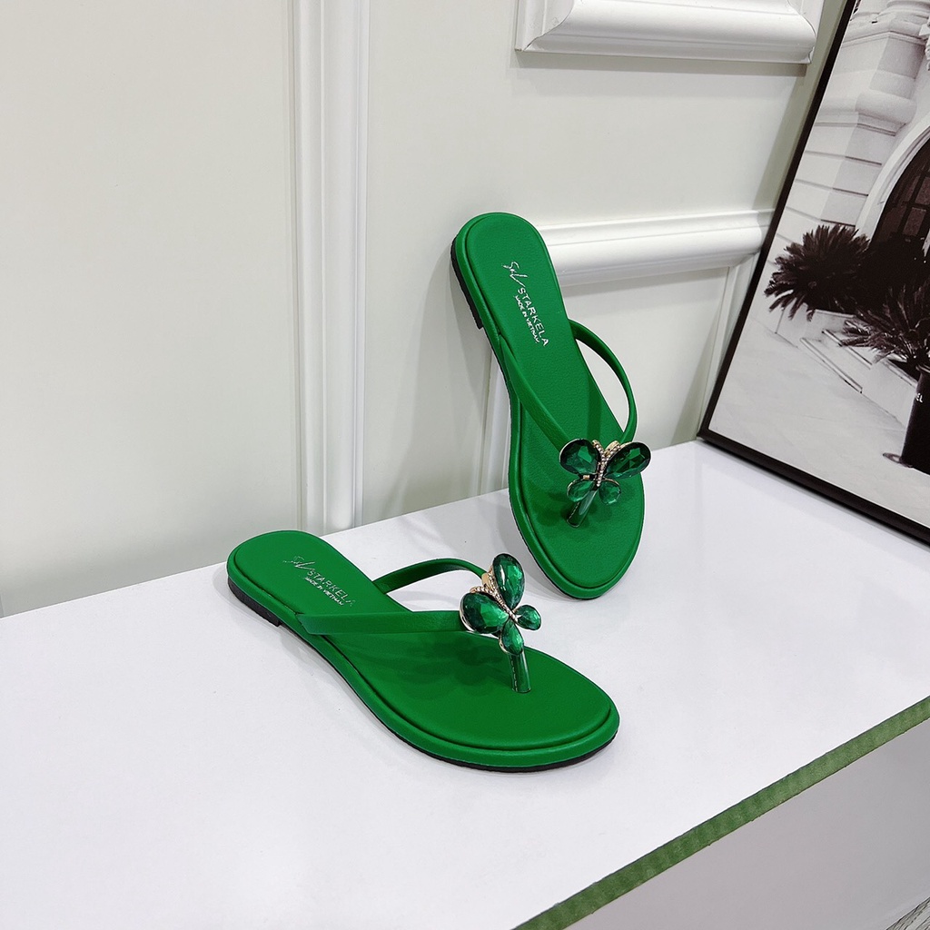 Dép kẹp xỏ ngón nữ bản dây nơ đính ngọc xoàn đá đủ màu hàng cao cấp - Chị Chảnh Store