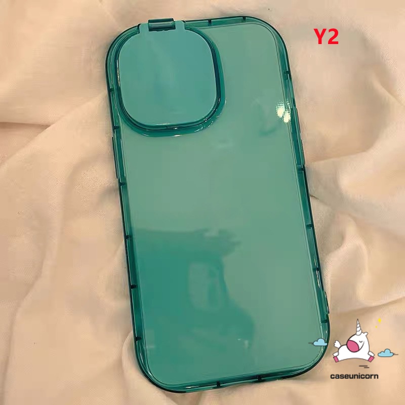 Ốp Điện Thoại TPU Mềm Màu Kẹo Ngọt Có Gương Trang Điểm 2 Trong 1 Cho IPhone 14 13 12 11 Pro Max X XR 8 7 14 Plus