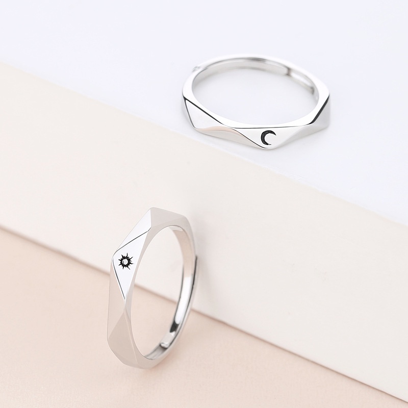 1 Nhẫn Mạ Bạc 925 Hình Mặt Trăng Mặt Trời