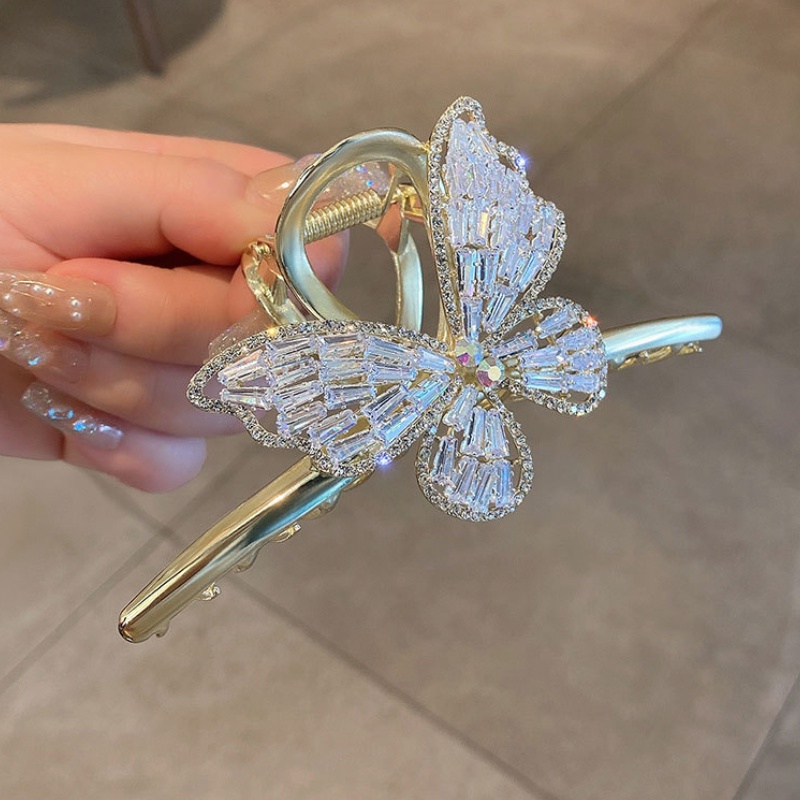 Kẹp Tóc Hình Bướm Lưng Đính Đá Zircon Kiểu Hàn Quốc Ngọt Ngào Cá Tính Cho Nữ