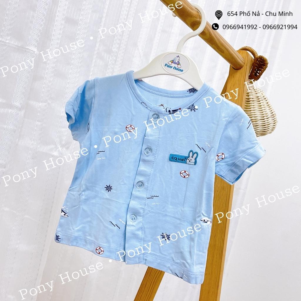 Áo Sơ Sinh Cộc Tay CQ Baby Cài Thẳng Chất Cotton Siêu Mềm Mịn, Mát Cho Bé Trai, Bé Gái Sơ Sinh (Size 0-3M Đến 6-9M)