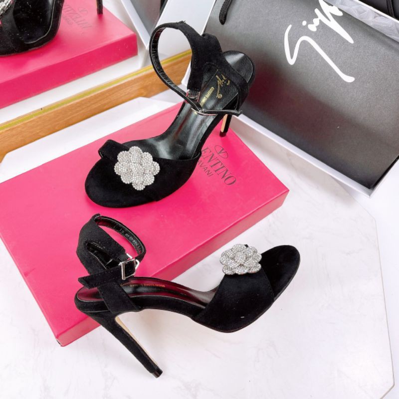 JKXH(ẢNH THẬT) Sandal 10p Hoa Đá Mềm Êm Gót Đũa Fullbox Cao Cấp