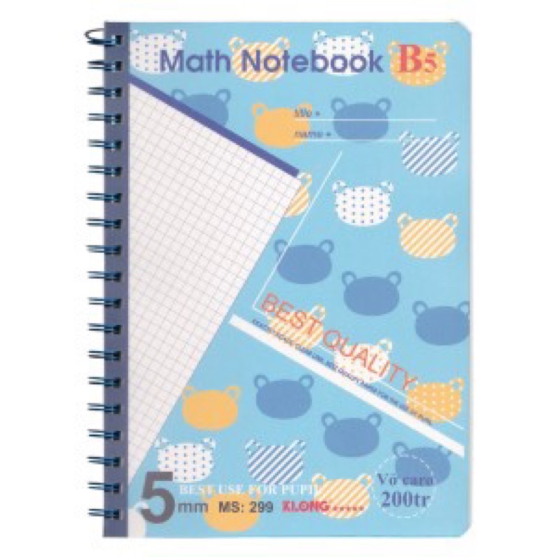 Sổ lò xo KLONG caro math notebook 200 Trang