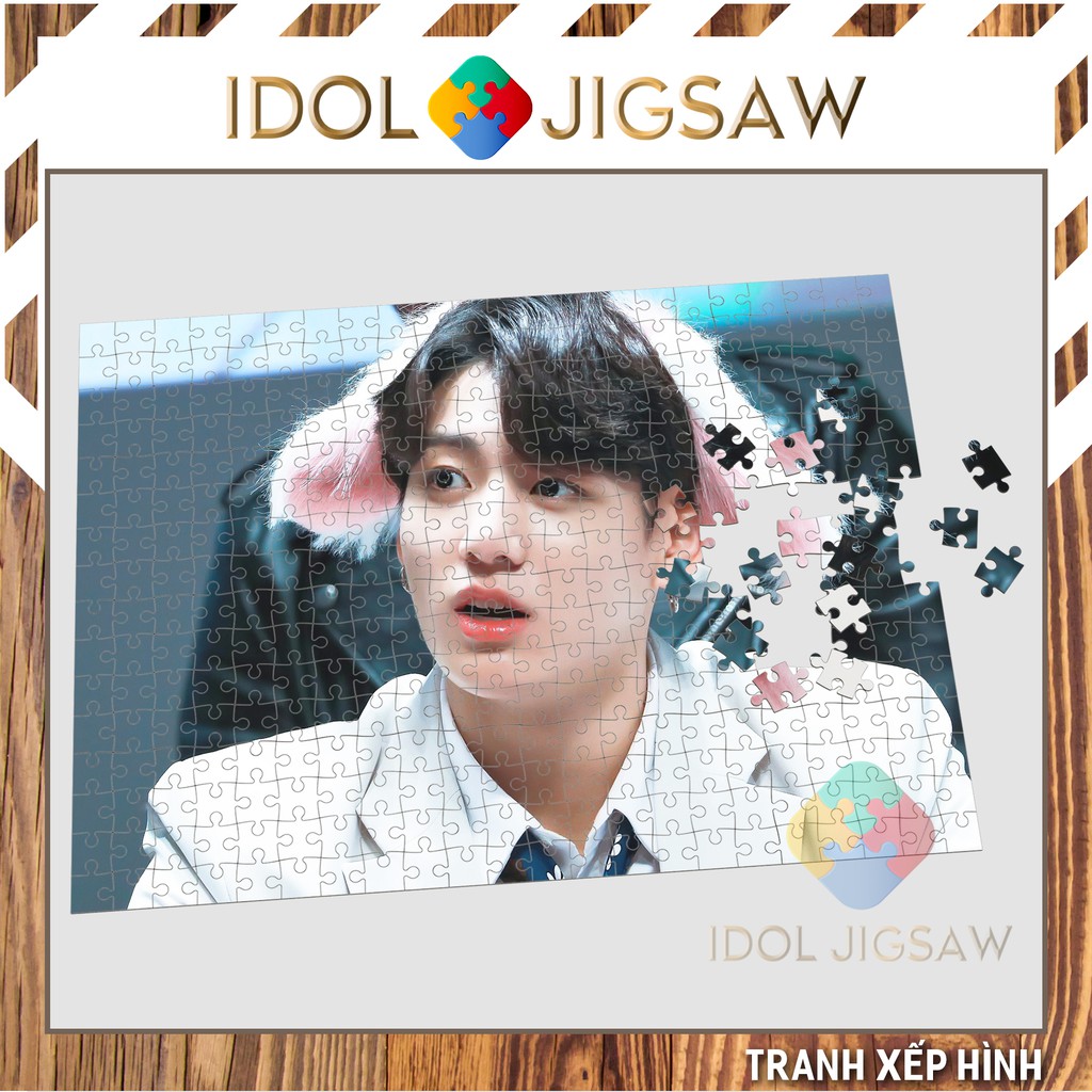 Bộ tranh xếp hình gỗ ca sĩ jungkook nhóm nhạc bts 300 - 500 mảnh ghép,chất liệu gỗ, bộ ghép hình IJ39