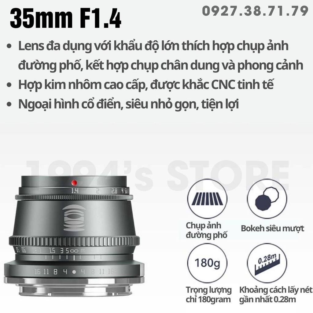 Bộ 3 lens ống kính TTArtisan 17mm F1.4 , 35mm F1.4 , 50mm F1.2 phiên bản giới hạn Titanium Grey - Limited Edition