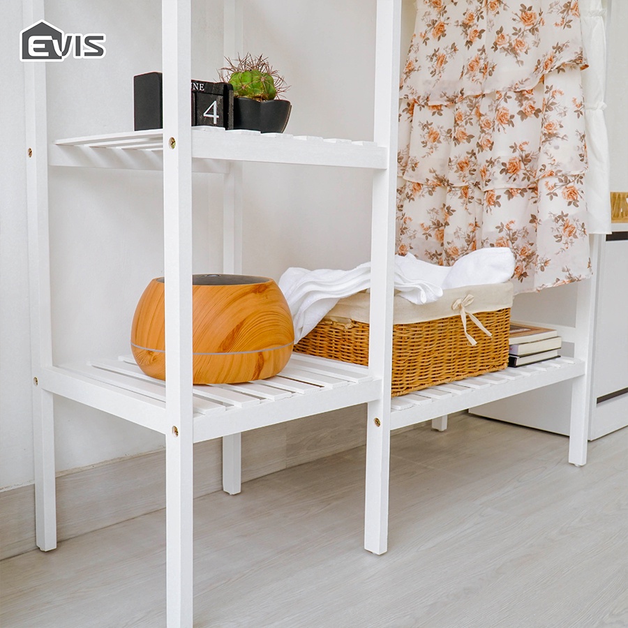 Tủ Treo Quần Áo Evis Home - Thiết Kế 2 Ngăn Chứa Đồ Tiện Lợi - Khung Gỗ Thông Bền Chắc - Màu Trắng