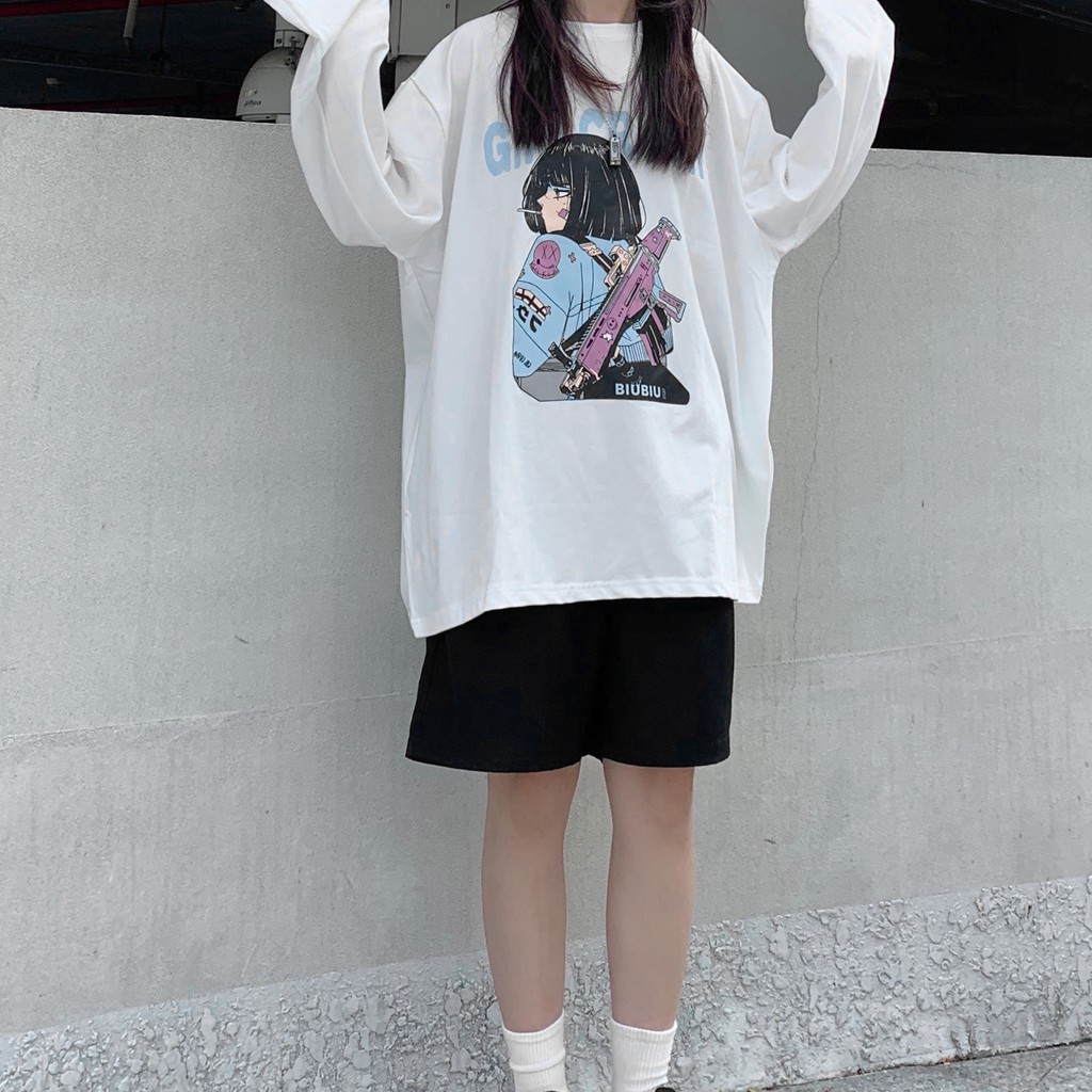 Áo thun tay dài form rộng BIUBIU NEKO.SG, Áo thun Streetwear Ulzzang SWT53