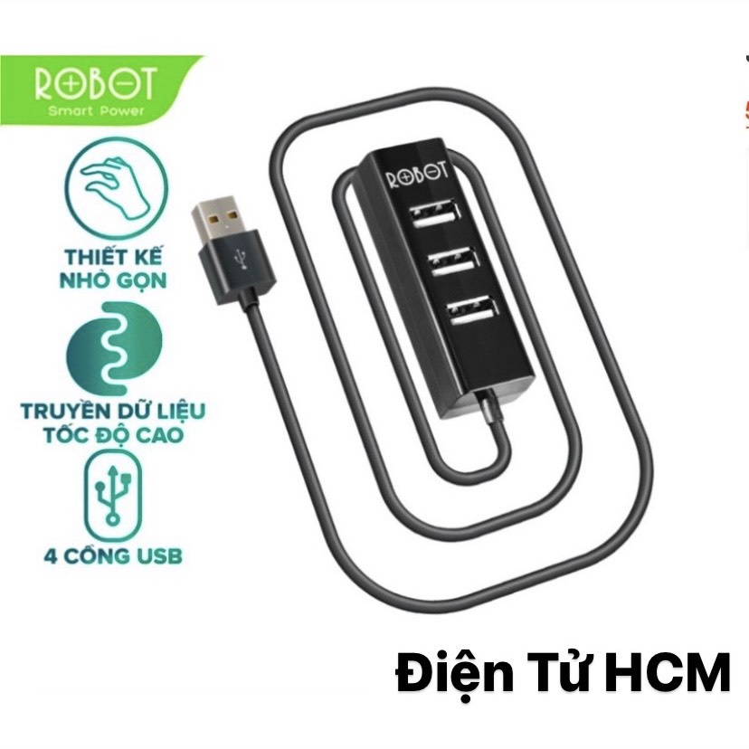 Bộ chia USB HUB 4 cổng ROBOT H140-80 dài 80cm , đa năng truyền dữ liệu tốc độ cao ổn định - HÀNG CHÍNH HÃNG