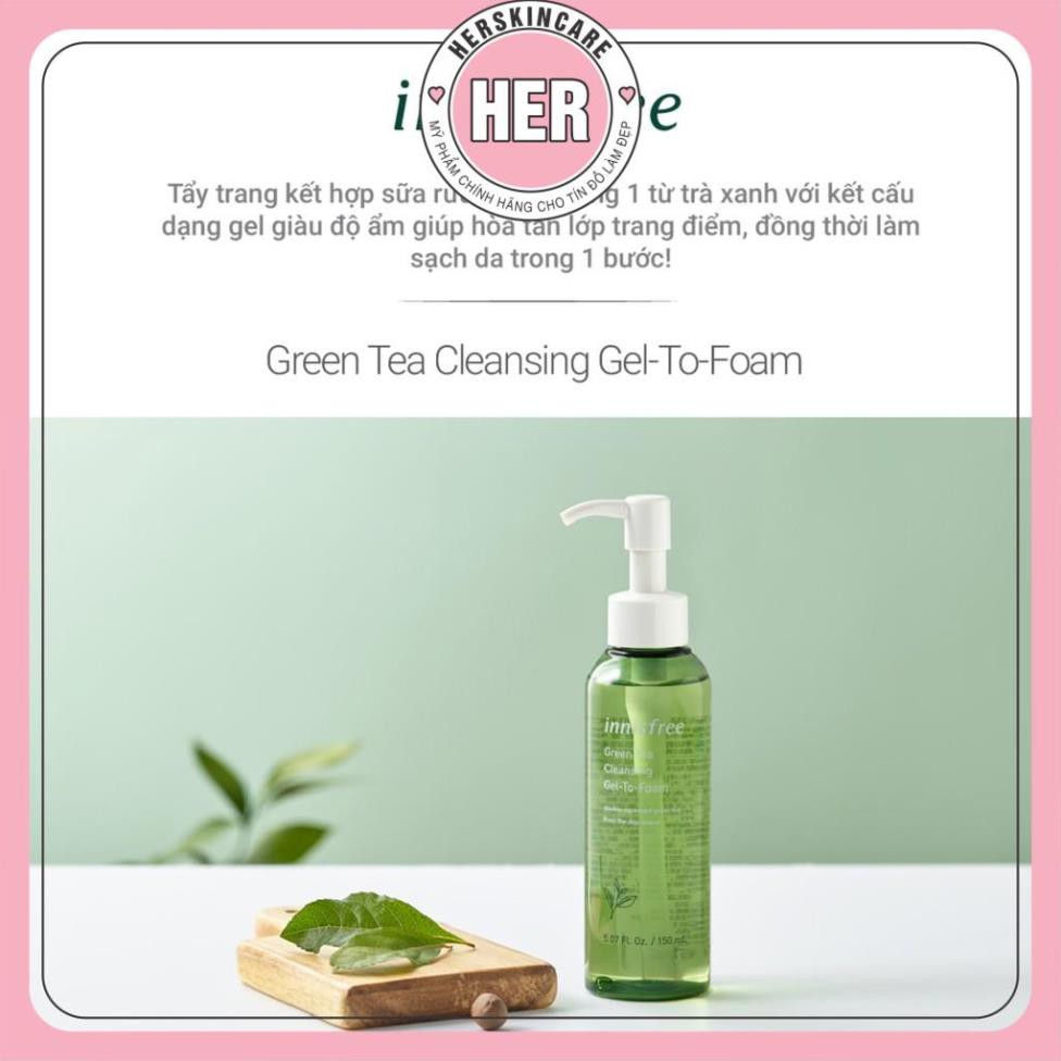 Gel tẩy trang Innisfree kết hợp sữa rửa mặt innisfree Green Tea Cleansing Gel-To-Foam 150ml