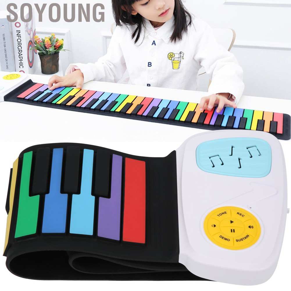 Đàn Piano Cuộn 49 Phím Nhiều Màu Sắc Cho Bé