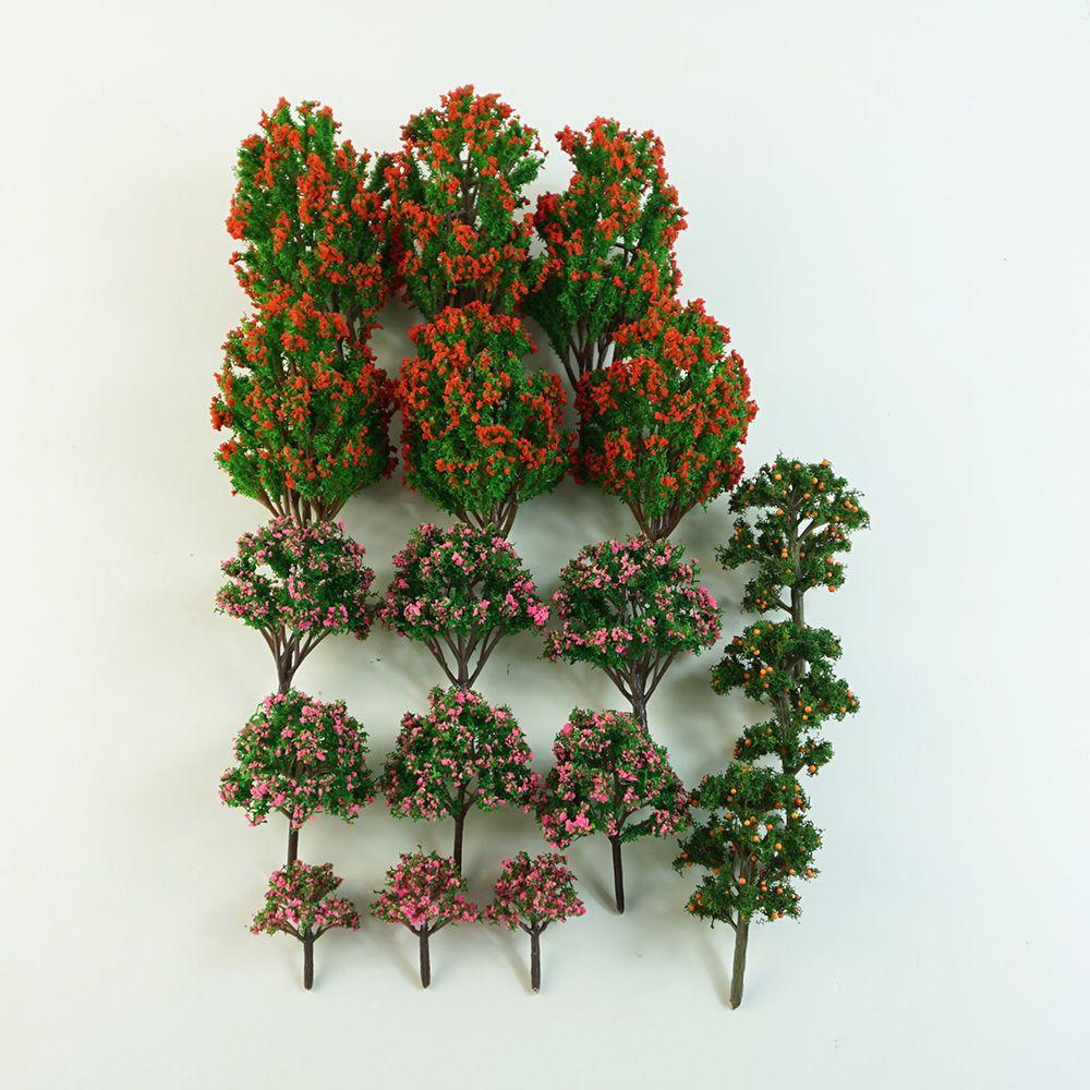 WONDER 18PCS Fake Tree Proportion Micro Landscape Simulation Flower Tree Prop