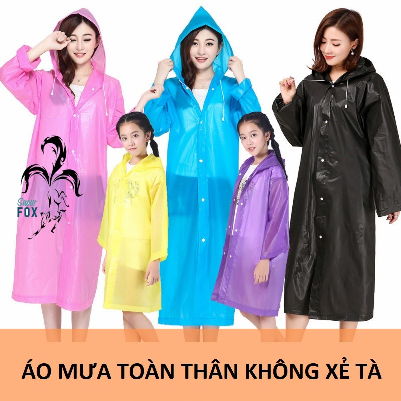 Áo mưa, áo choàng chống thấm nước toàn thân, không xẻ tà, nhựa EVA chất lượng cao