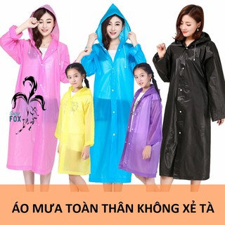 Áo mưa, áo choàng chống thấm nước toàn thân, không xẻ tà, nhựa EVA chất lượng cao