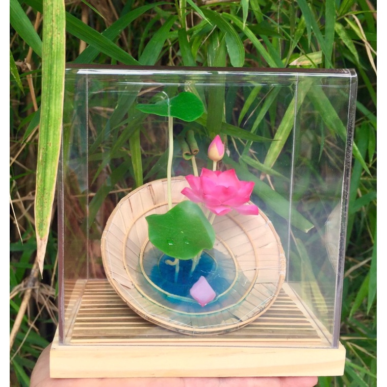 Decor Hộp Hoa Sen để bàn thủ công Lilande