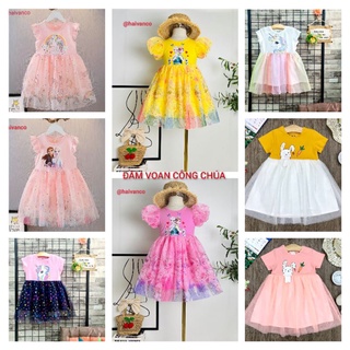 Đầm váy voan công chúa xòe rộng dễ thương  mềm mại và thoáng mát haivanco cho bé từ 12 đến 35 kg màu đẹp đi học đi chơi