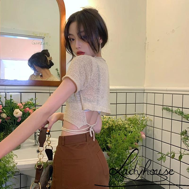 Áo Thun Crop Top Tay Ngắn Cổ Tròn Màu Trơn Thời Trang Dành Cho Nữ
