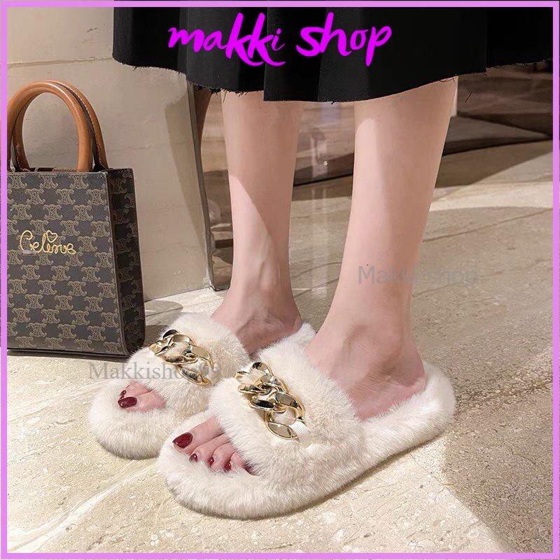 Dép lông xích siêu xinh mới, dép nữ mang trong nhà MAKKI SHOP