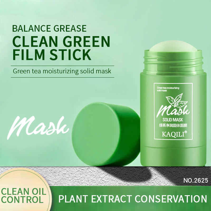 ✨Hot Sale✨ KAQILI Green Tea Oil Control  Acne Clearing Solid Mask Cleansing Mask Moisturizing Blackhead And Fine Pores Mask pinky