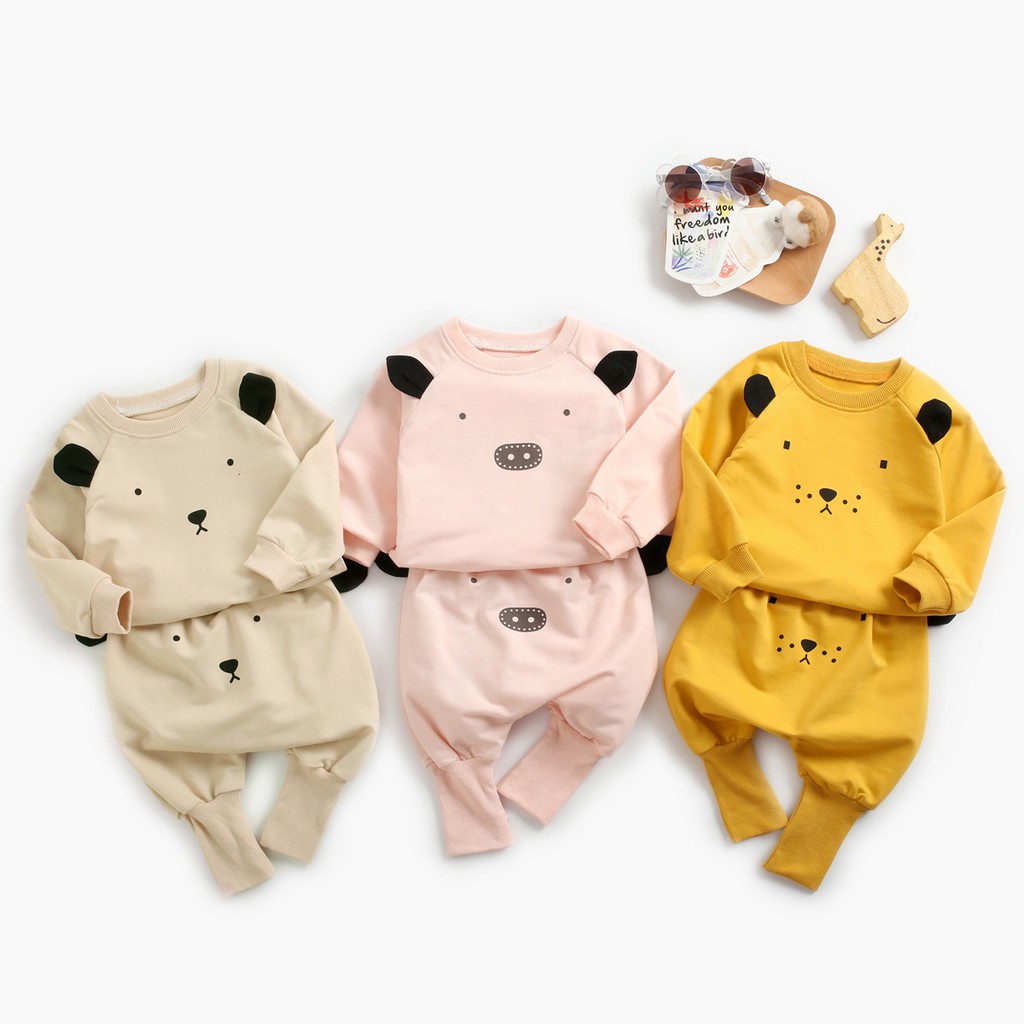 Set Trang Phục Sanlutoz Dài Tay Vải Cotton Họa Tiết Động Vật Cho Bé