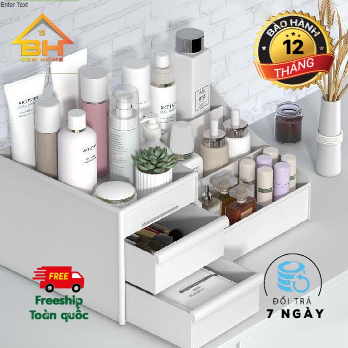 Kệ Nhựa Đựng Mỹ Phẩm Có 2 Ngăn Kéo Bền Đẹp, kệ đựng bút sang trọng