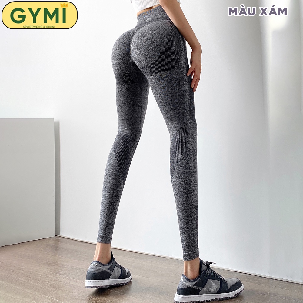 Quần tập gym yoga nữ chun mông GYMI QD39 dáng legging thể thao chất dệt co giãn vân ẩn ống quần MITAOGIRL