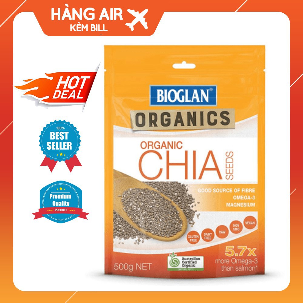 Hạt chia hữu cơ Bioglan Organic Chia Seeds 500g xách tay ÚC