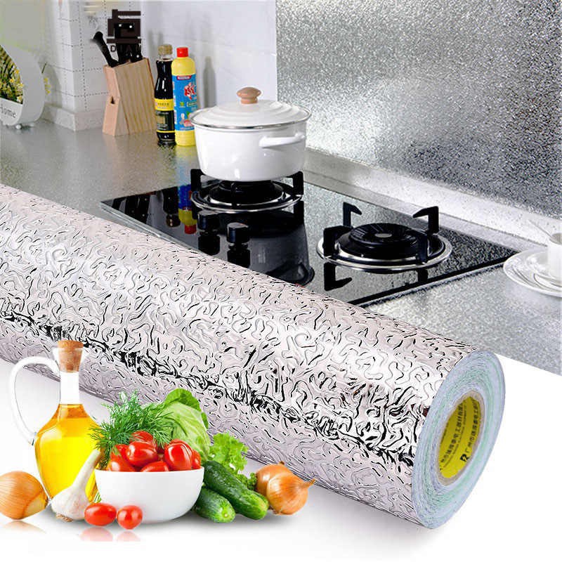 Giấy bạc dán tường tráng nhôm 2 mét 3 , giấy bạc dán bếp chống dầu mỡ , dễ lau chùi 2456
