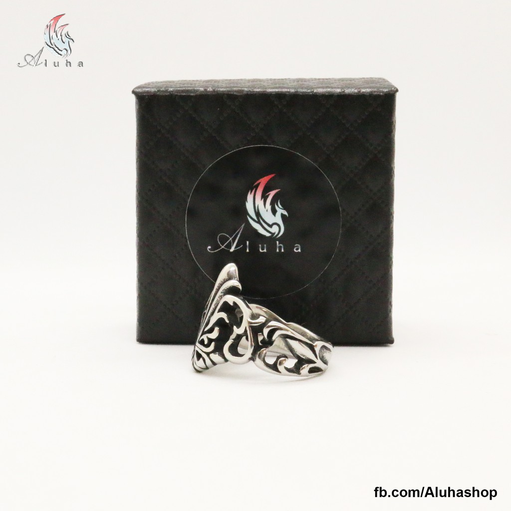 Nhẫn Titan Chrome Heart họa tiết hoa Iris cách điệu unisex - R082 - Aluha
