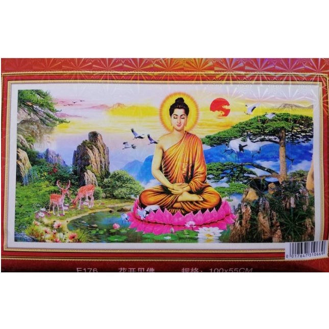 Tranh thêu chữ thập Phật thích ca thêu kín E176 (100x55) cm