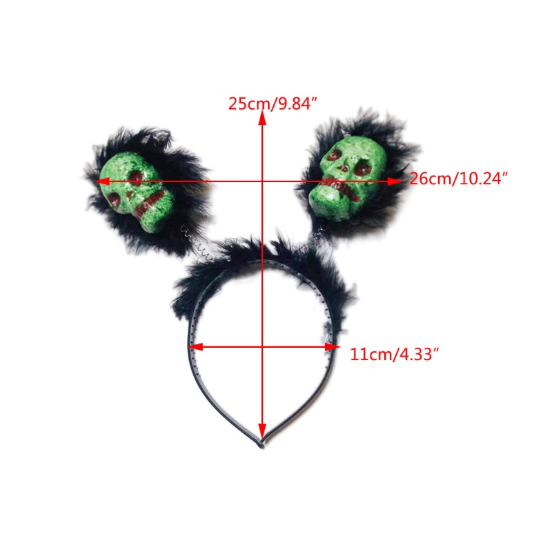 Băng Đô Hóa Trang Halloween Hình Đầu Lâu Lông Dài Kinh Dị