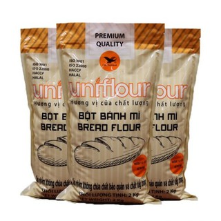 Bột bánh mì Bread Flour Uniflour gói 2kg là loại bột mì cao cấp được làm từ trung tâm của hạt lúa mì, bột trắng mịn