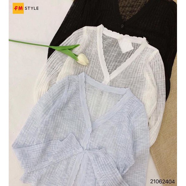 Áo khoác cadigan FM Style mỏng cổ tim phong cách Hàn Quốc tiểu thư 210713839