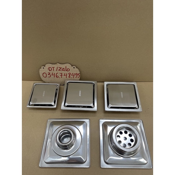 Thoát sàn Caesar KAG-ST1010E, phễu thoát sàn chống mùi hôi mặt Inox 304 kín, phễu thoát nước Caesar