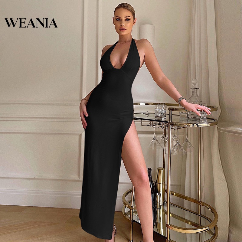 Đầm dài WEANIA cổ chữ U hở lưng thời trang