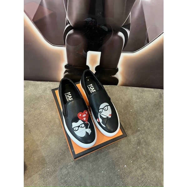 Giày slipon nam hình mặt người đế cao su