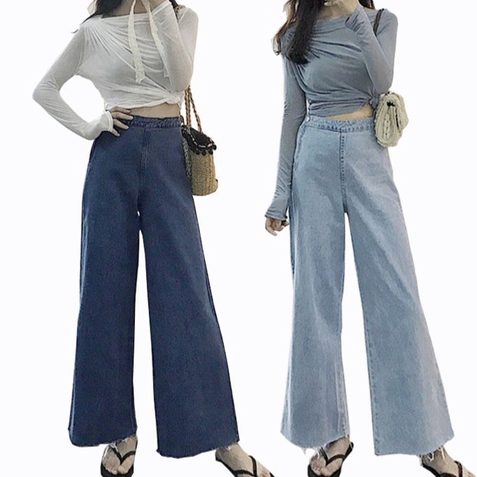 Quần jeans nữ ống rộng lưng cao | BigBuy360 - bigbuy360.vn