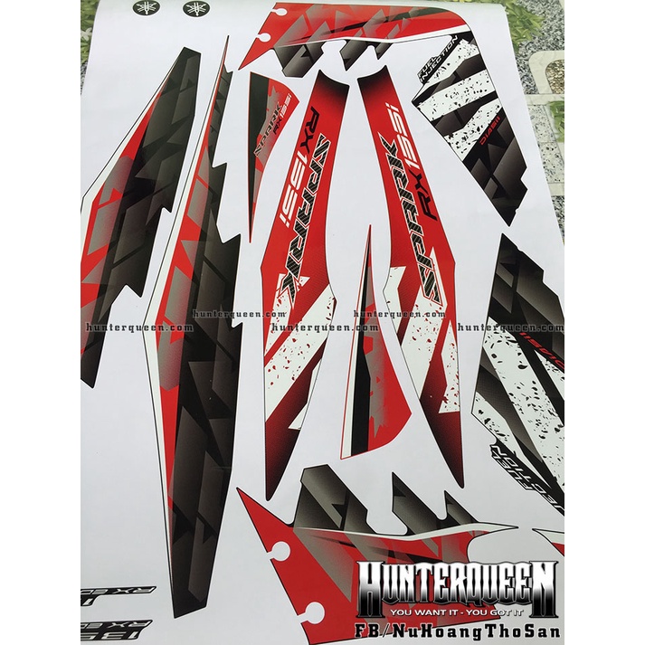 Tem rời dán xe Exciter 135, Spark đen đỏ. Chất liệu decal cao cấp không bay màu