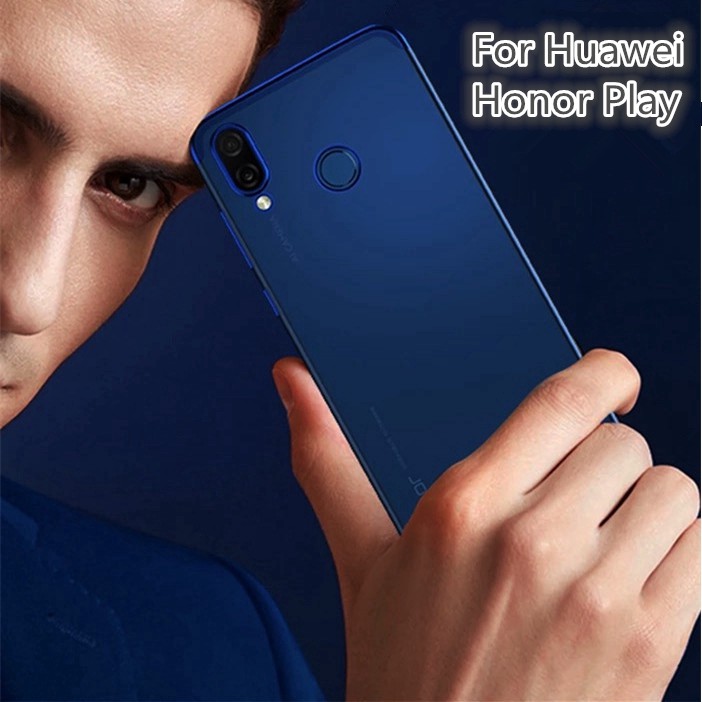 Ốp điện thoại trong suốt viền cạnh màu thời trang cho Huawei Honor Play