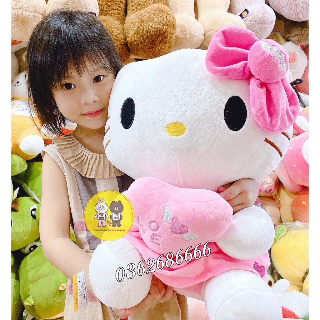 Gấu bông mèo Hello Kitty váy hồng kích thước 30-40-55cm NEOCI