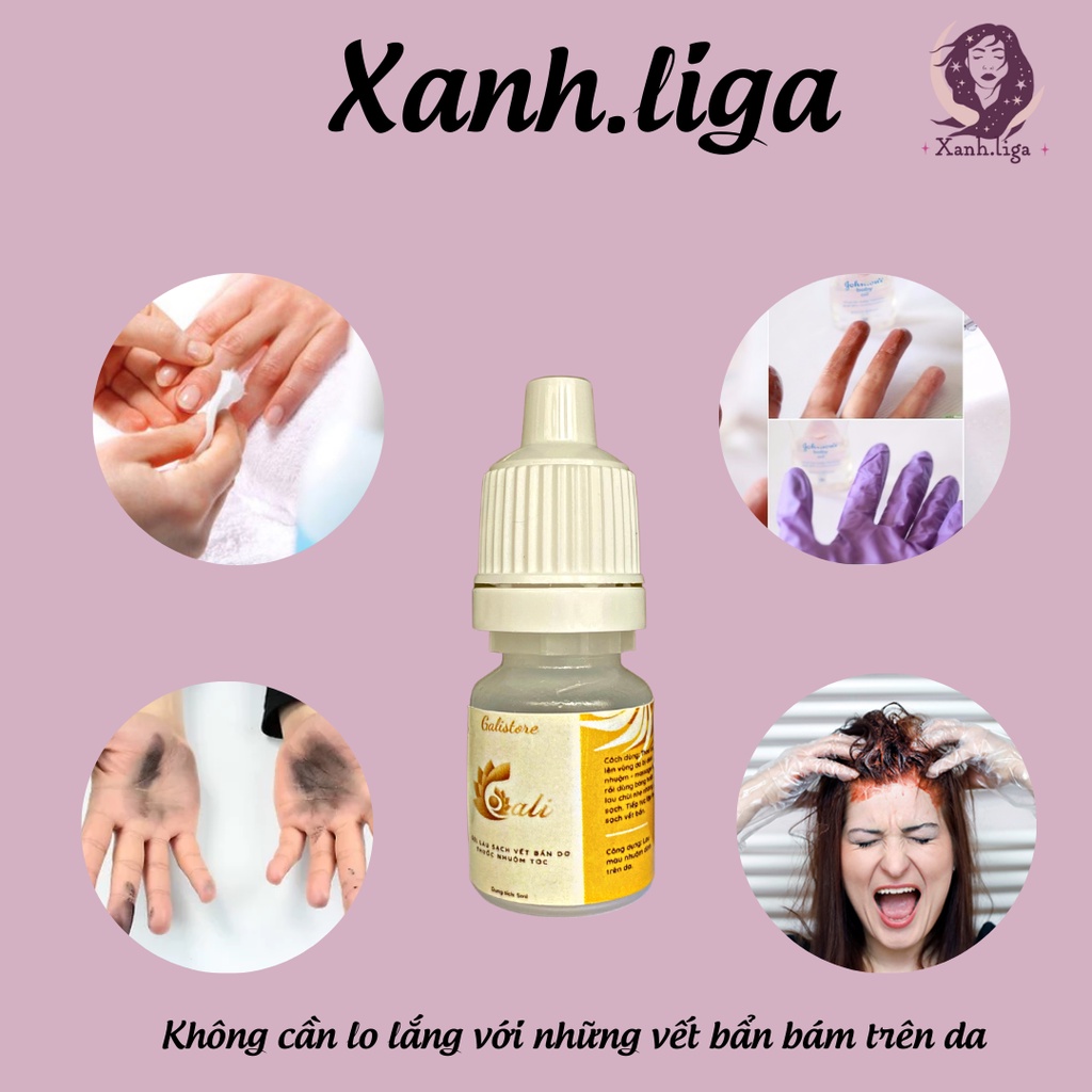 Gel lau chùi làm sạch vết bẩn do màu nhuộm tóc, dung dịch tẩy thuốc nhuộm tóc dính vào da đầu, cơ thể an toàn xanh.liga