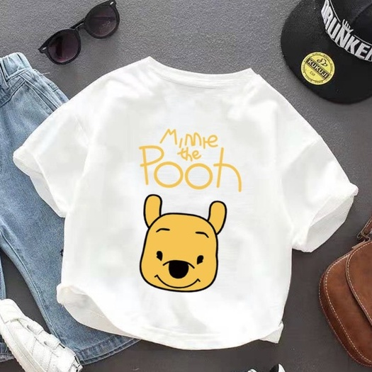 Áo thun bé gái CON XINH cotton hình Gấu Pooh, áo thun trẻ em từ 3 đến 8 tuổi