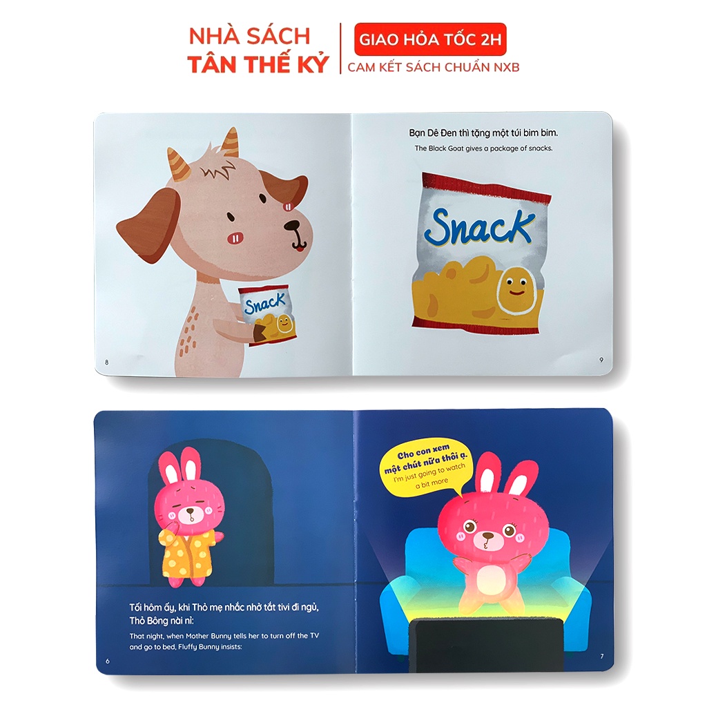 Sách - Bộ Ehon kĩ năng sống Thỏ Bông Song ngữ Việt Anh, Quét mã QR file nghe (Lẻ cuốn )