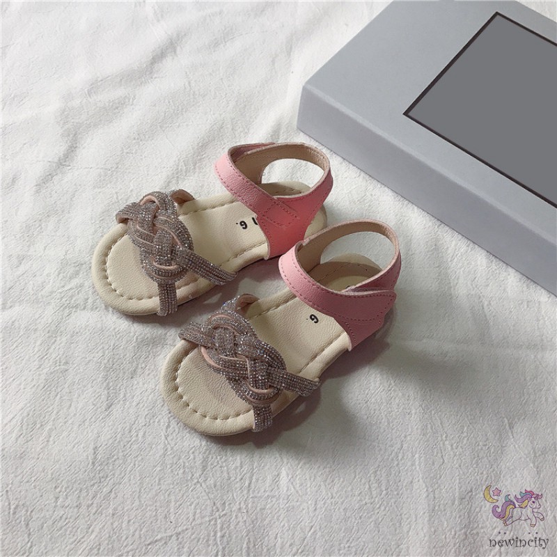 Giày sandal đế mềm đính đá phong cách Hàn Quốc xinh xắn thời trang cho bé gái