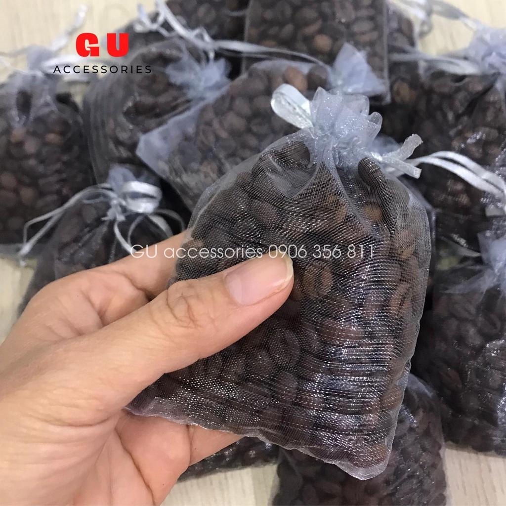 Túi thơm cà phê treo xe ô tô tủ quần áo dạng hạt cafe rang nguyên chất hương thơm tự nhiên khử mùi hiệu quả GU