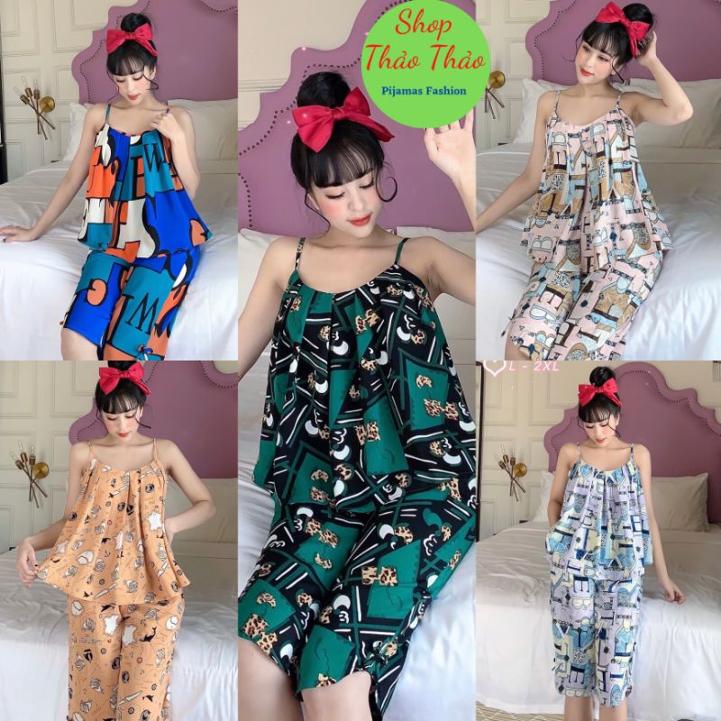Set 2 Dây Mặc Nhà Lụa Quần Lửng Có Size 🎀Giảm 10K Đơn 200K | BigBuy360 - bigbuy360.vn