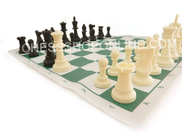 Bộ cờ vua cá nhân tiêu chuẩn bàn simili cuộn  có hình chụp sản phẩm thật