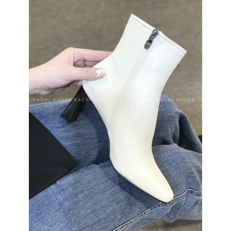 Bốt boot da lì trơn gót trụ khoá hông fullbox hàng quảng châu cao cấp | BigBuy360 - bigbuy360.vn